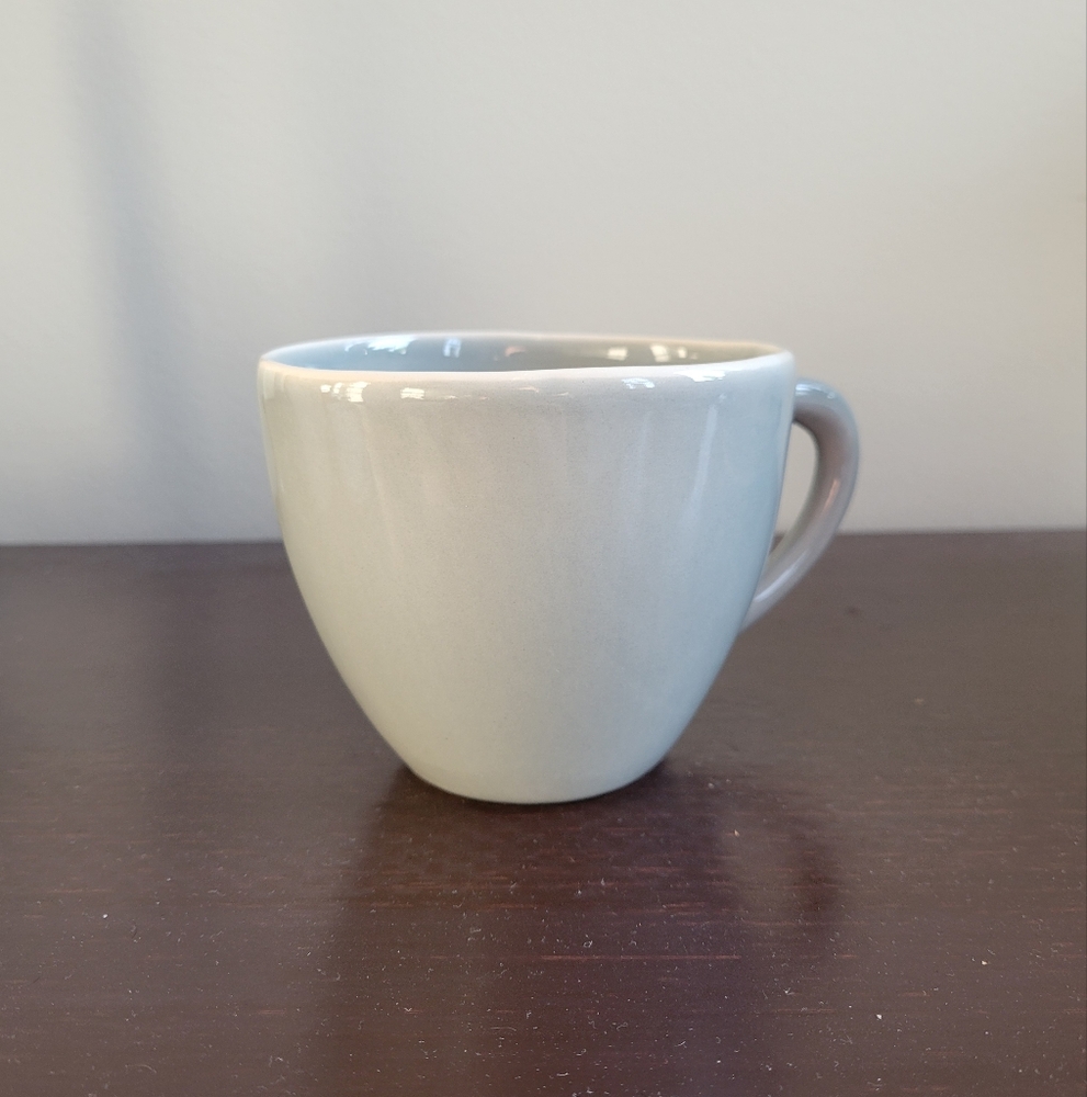 Handmade Porcelain Light Greyish Blue Eggshell Colored Mug, 12oz